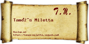 Tamás Miletta névjegykártya